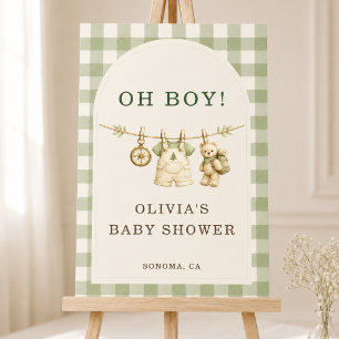 Woodland Gingham Baby Shower Welcome Foam Board