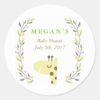 Woodland Giraffe Baby Shower Favor Sticker