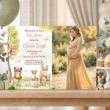 Woodland Girl Baby Shower Forest Animals Photo Inv
