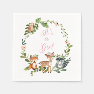 Woodland Girl Baby Shower, Forest Baby shower Napkins