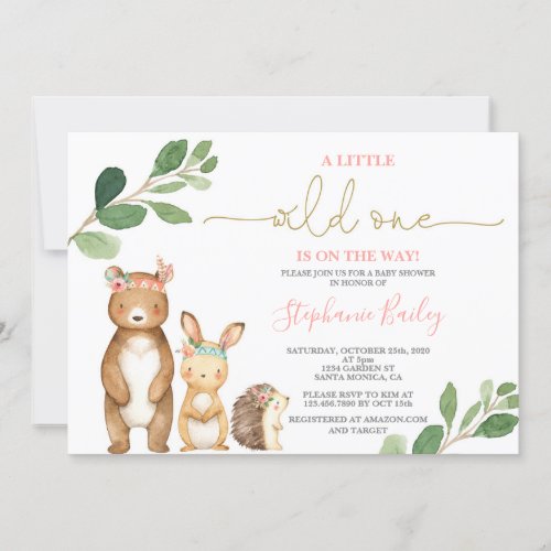 Woodland girl Baby Shower Invitation