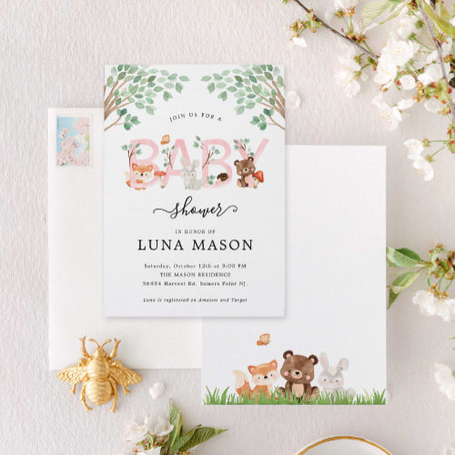 Woodland Girl Baby Shower Invitation