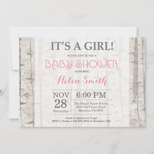 Woodland Girl Baby Shower Invitation Rustic