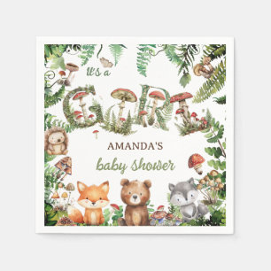 Woodland Girl Baby Shower Napkins