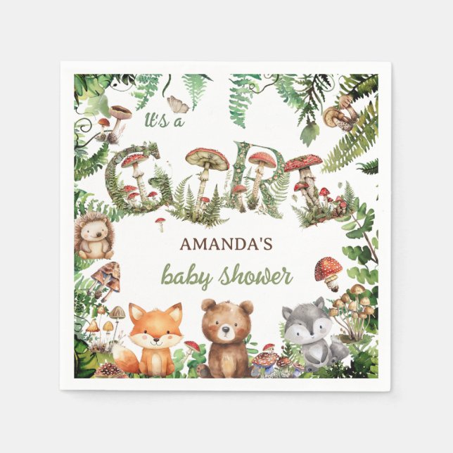 Woodland Girl Baby Shower Napkins (Front)