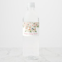 Woodland Girl Pink Floral Baby Shower Water Bottle Label