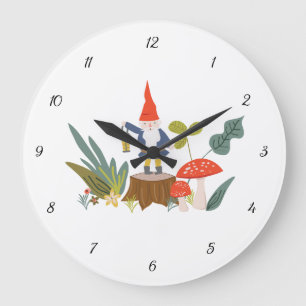 Woodland Gnome and Mushroom Wall Clock