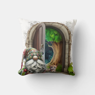 Woodland Gnome and Woodland Letter A Throw Pillow