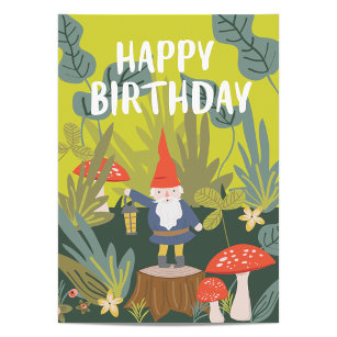 Woodland Gnome Birthday Wishes Card