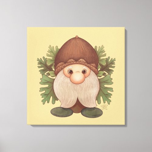 Woodland Gnome With Acorn hat Canvas Print