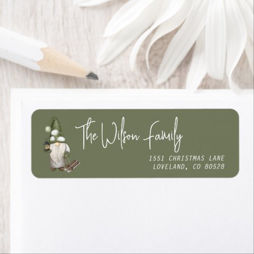 Woodland Gnomes Christmas Card Return Address Label