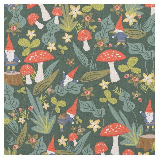 Woodland Gnomes Fabric | Zazzle