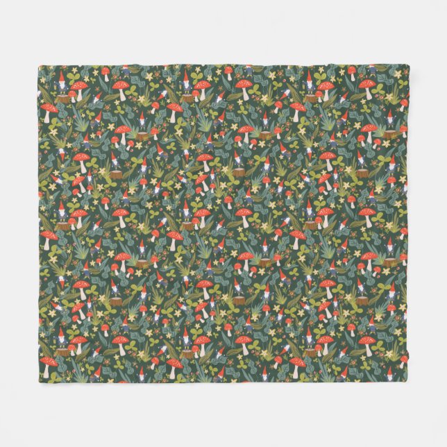 Woodland Gnomes Fleece Blanket (Front (Horizontal))