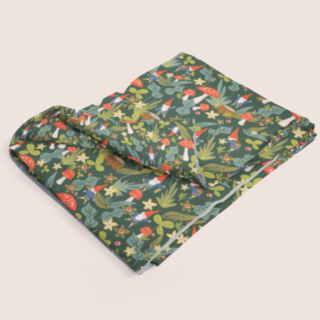 Woodland Gnomes & Mushrooms Fleece Blanket