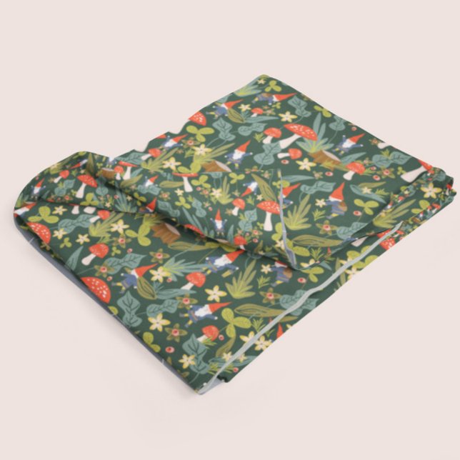 Woodland Gnomes & Mushrooms Fleece Blanket (Creator Uploaded)