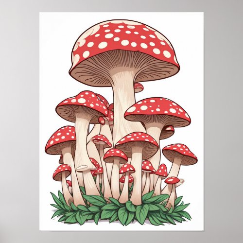 Woodland Gnomes  Mushrooms Poster
