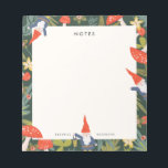 Woodland Gnomes Notepad<br><div class="desc">A personalized whimsical green and red woodland themed illustration designed by Shelby Allison featuring a tiny gnome character, mushrooms, flowers and foliage.</div>
