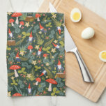Woodland Gnomes Towel<br><div class="desc">Whimsical green and red woodland themed pattern designed by Shelby Allison featuring tiny gnome characters, mushrooms, flowers and foliage.</div>