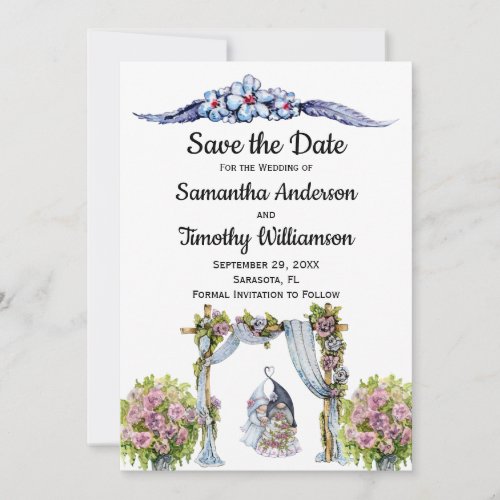 Woodland Gnomes Wedding Floral Scandinavian Save The Date