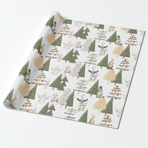 Woodland gnomes wrapping paper