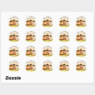 Woodland Graduation Cute Animal Party Classic Round Sticker