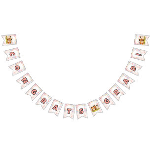 Woodland Graduation Kids Bunny Bear Fox Party Bunting Flags