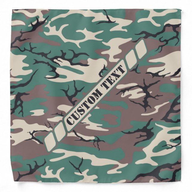 Woodland Green Camo Bandana w/ Custom Text (Front)