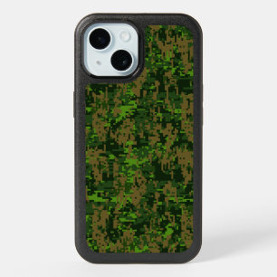 Woodland Green Digital Camouflage Decor on a iPhone 15 Case