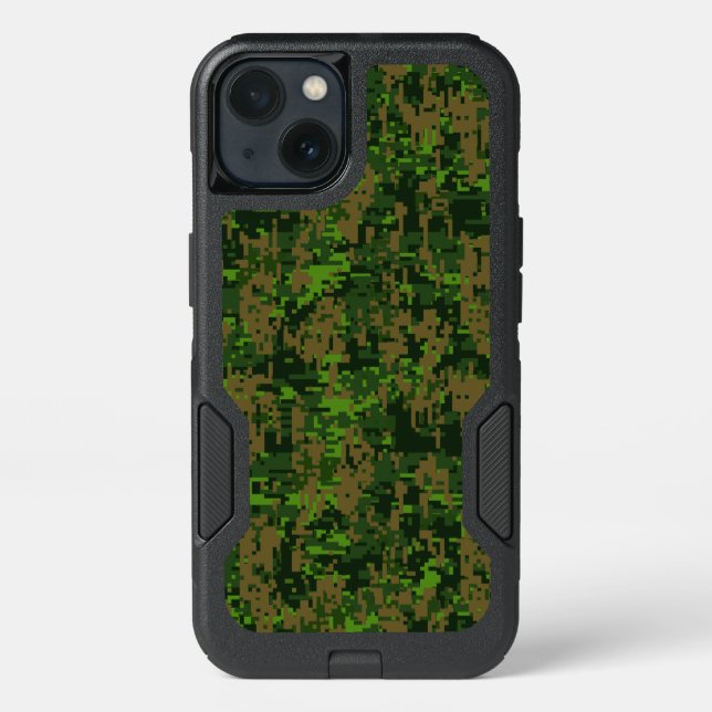 Woodland Green Digital Camouflage Decor on a Otterbox iPhone Case (Back)