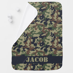 Woodland Green Kids Camo Baby Blanket