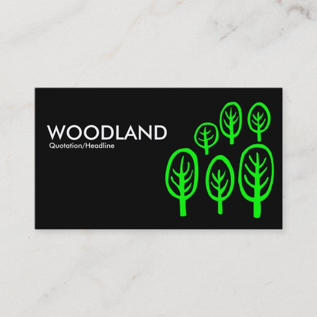 Woodland - Green on Black Business Card (Front)