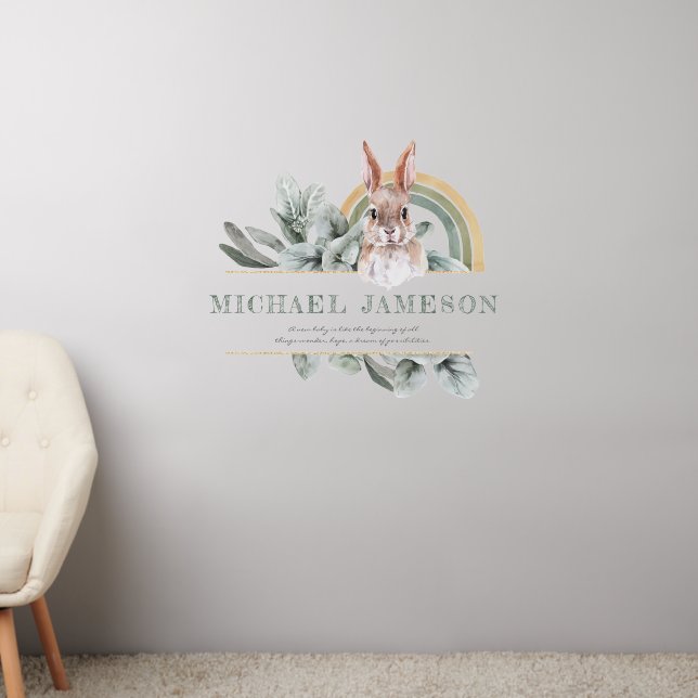 Woodland Greenery | Baby Bunny Nursery Monogram Wall Decal (Living Room 2)