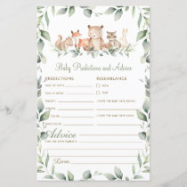 Woodland Greenery Baby Predictions and Advice Card
