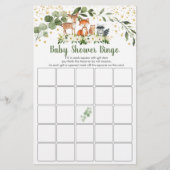 Woodland Greenery Baby Shower Bingo Game (Front)