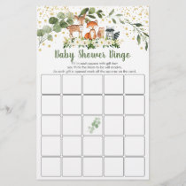 Woodland Greenery Baby Shower Bingo Game