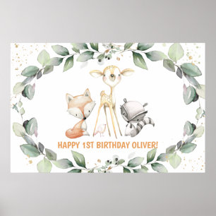 Woodland Greenery Baby Shower Birthday Welcome Poster
