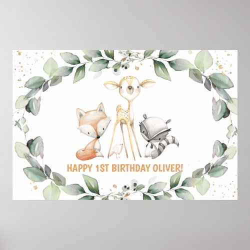 Woodland Greenery Baby Shower Birthday Welcome  Poster