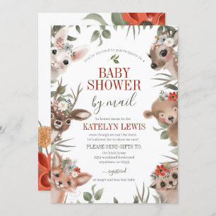 Woodland Greenery Baby Shower by Mail Invitation
