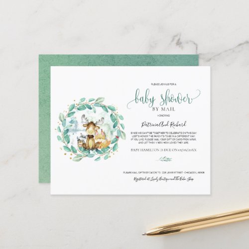 Woodland Greenery Baby Shower By Mail Invitations