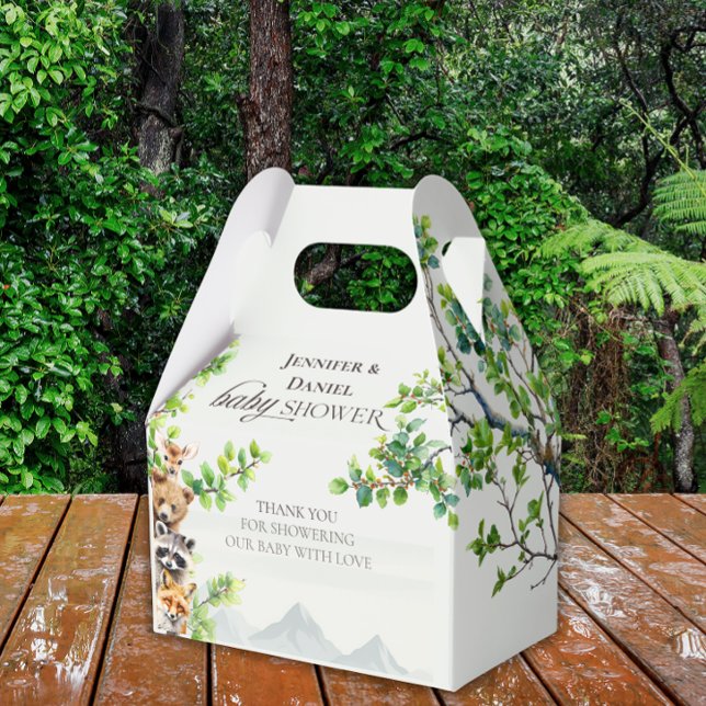 Woodland Greenery Baby Shower Thank You Favor Gift Favor Boxes (Creator Uploaded)