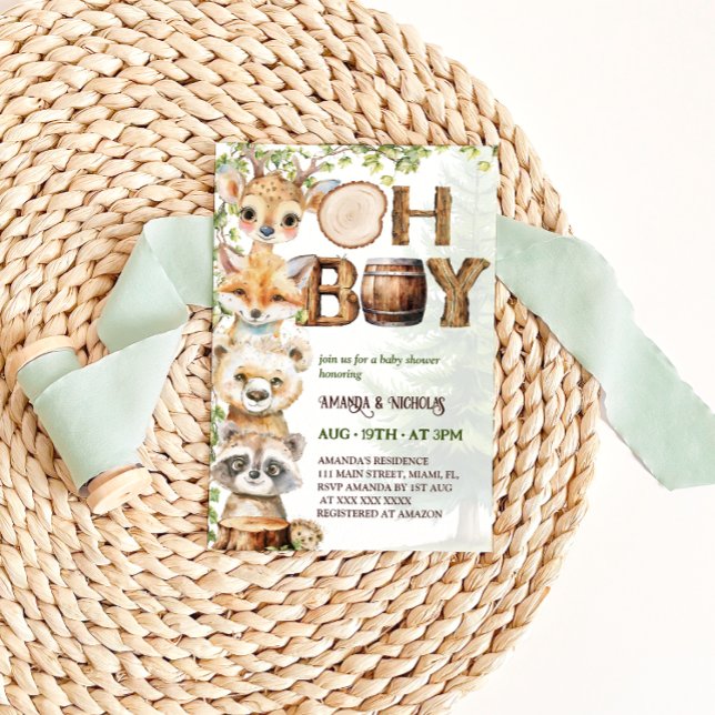 Woodland Greenery Boy Baby Shower Invitation (Creator Uploaded)
