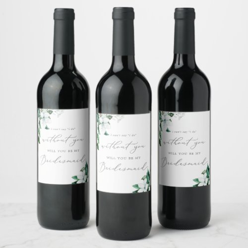 Woodland Greenery Bridesmaid Proposal Wine Label