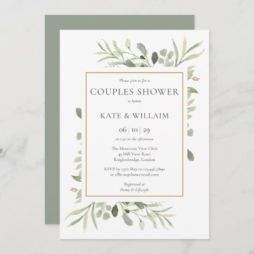 Woodland Greenery Couples Baby ShowerSprinkle Invitation