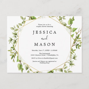 Woodland Greenery Couples Shower Invitation Postcard