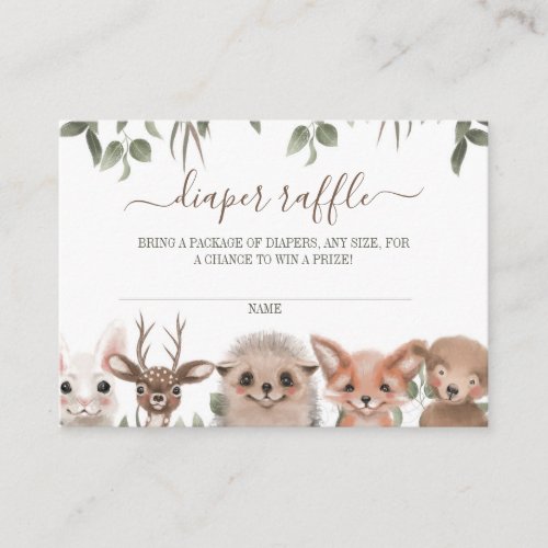 Woodland Greenery Diaper Raffle Baby Shower Enclosure Card