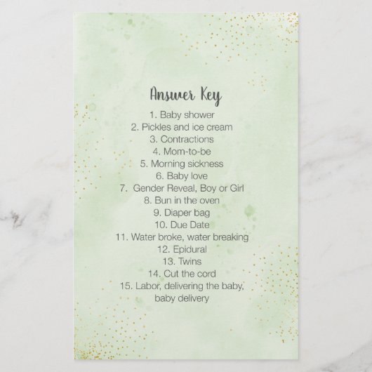 Woodland Greenery Emoji Pictionary Shower Game (Back)