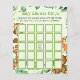 Woodland Greenery Eucalyptus Baby Shower Bingo Flyer