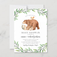 Woodland Greenery Forest Animals Baby Shower