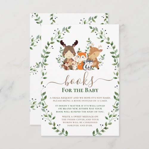 Woodland Greenery Forest Animals Books For Baby Enclosure Card