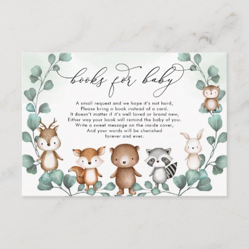 Woodland Greenery Forest Animals Books for Baby Enclosure Card